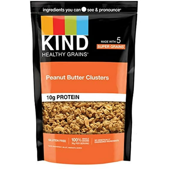 Kind Healthy Grains Clusters, Peanut Butter Whole Grain Granola, 10G Protein, Gluten Free, 11 Ounce (Pack Of 6)