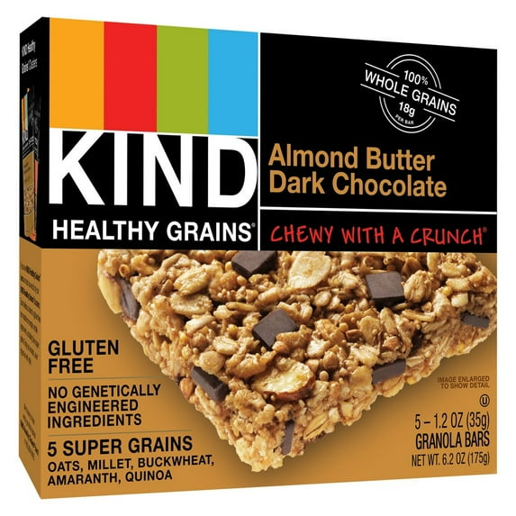 Kind Healthy Grains Granola Bars Gluten Free Almond Butter Dark Chocolate 5 Bars (Pack of 3)