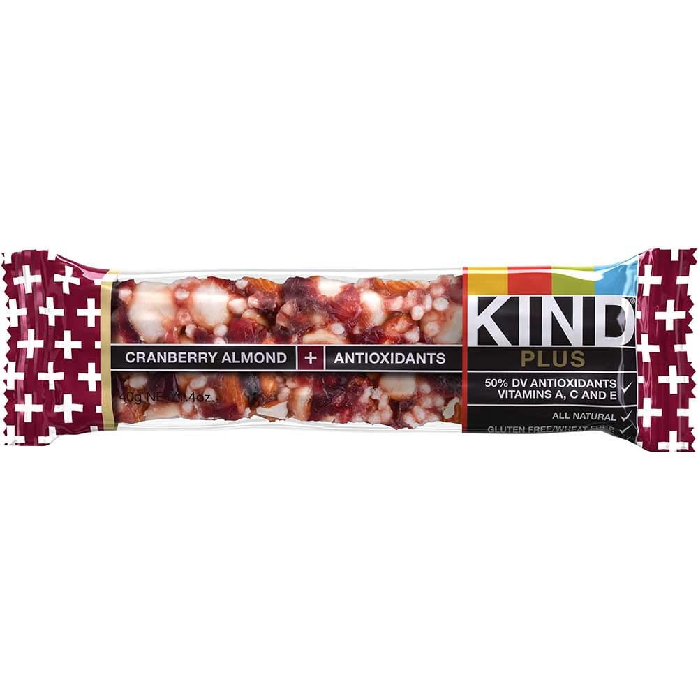 Kind Healthy Plus Cranberry Almond and Antioxidants Bar, 1.4 Ounce -- 72 per case.