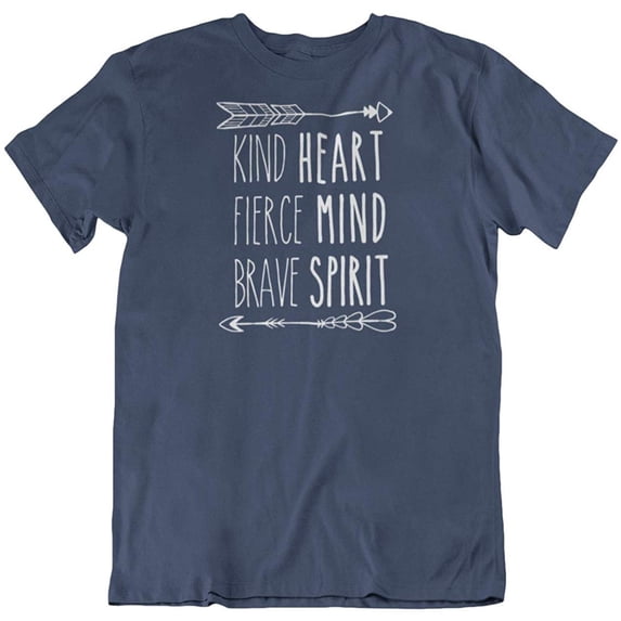 Kind Heart Fierce Mind Brave Spirit Encouraging T-Shirt Gifts for Girls & Women Navy