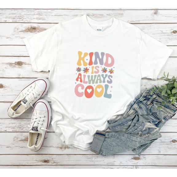 Kind Is Always Cool Groovy Teacher Kindness Saying Unisex T-Shirt, up to size 5XL