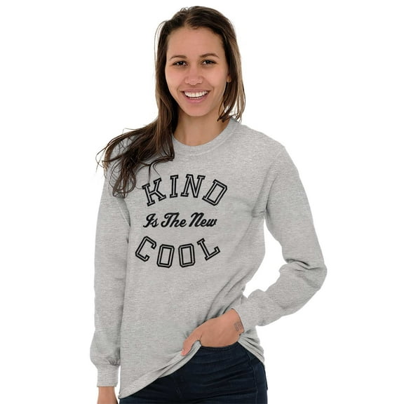 Kind Is the New Cool Positive Quote Women Plus Size Long Sleeve Graphic Tee Brisco Brands 3X