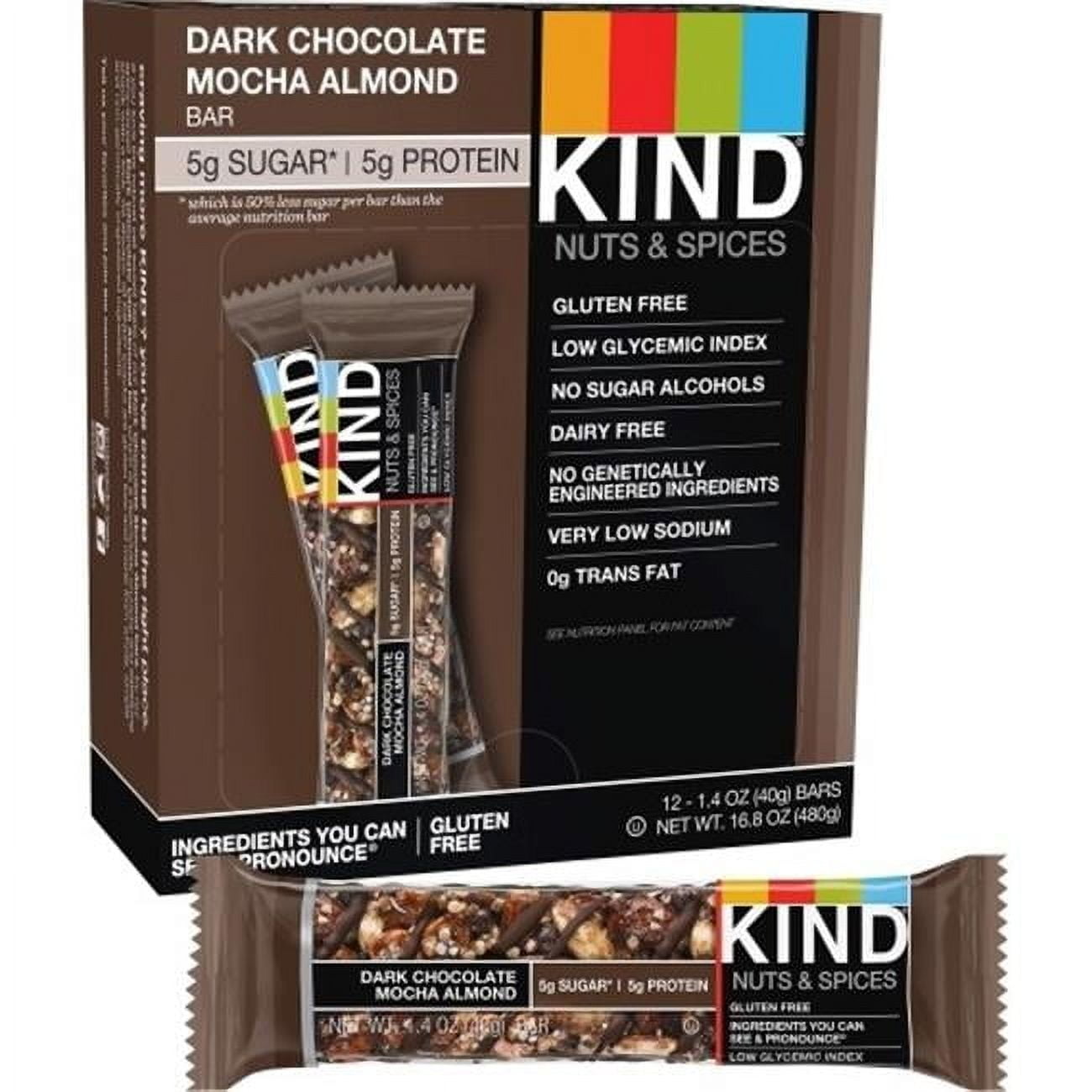 Kind KND18554 Dark Chocolate Mocha Almond Nuts & Spices Bar