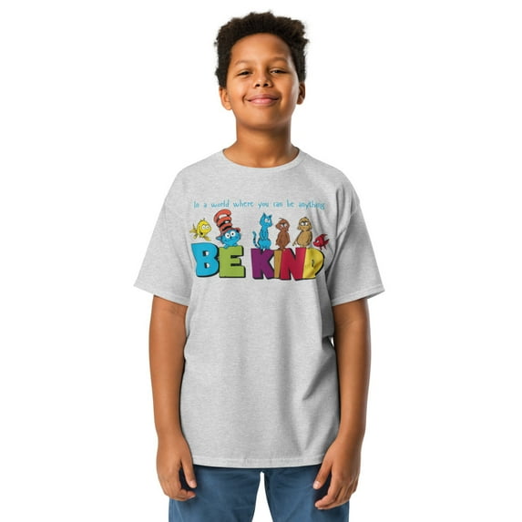 Be Kind Kids T-Shirt – Positive Message Tee, Inspirational Kindness Shirt, Cute Graphic Tee for Boys & Girls, Motivational Kids Apparel (Sport Grey, M)
