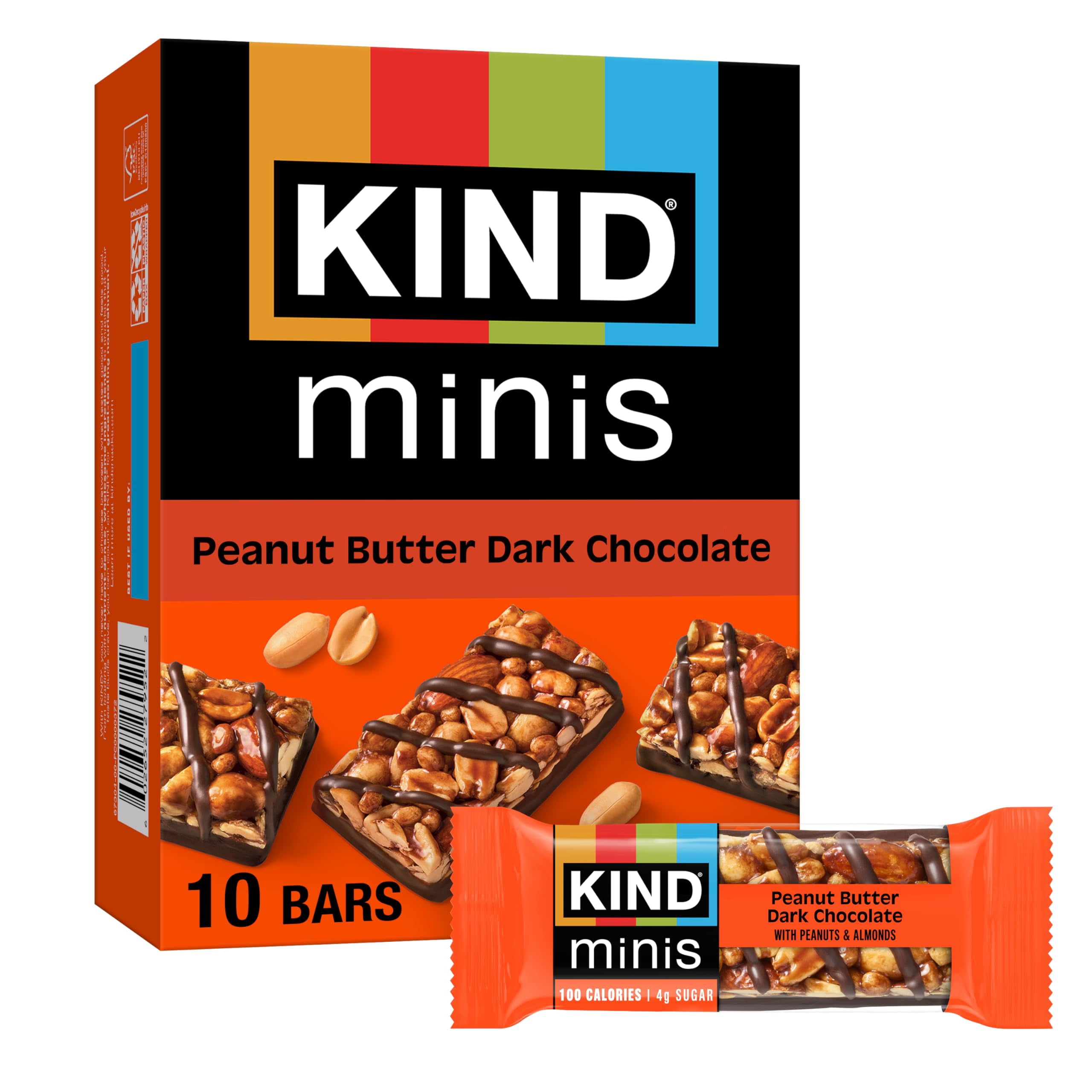Kind Mini Snack Bars Peanut Butter Chocolate Sugar 10 Count