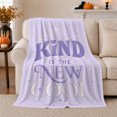 thumbnail image 1 of Kind Is New Cool Lavender Retro-Inspired Typography Silver, Cozy Typography Art Scene, Warm Flannel Blanket for Living Room and Reading Nook, Art Lovers Valentine's Day Gift, Artistic Home Decor, 1 of 9