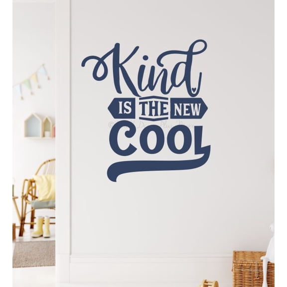 Kind Is The New Cool Wall Decals Quotes Motivational - Quote Decals for Wall - Die-Cut Vinyl Wall Art - Inspirational Vinyl Decals - Sayings for Wall Décor, 21x23-Inch, DeepBlue
