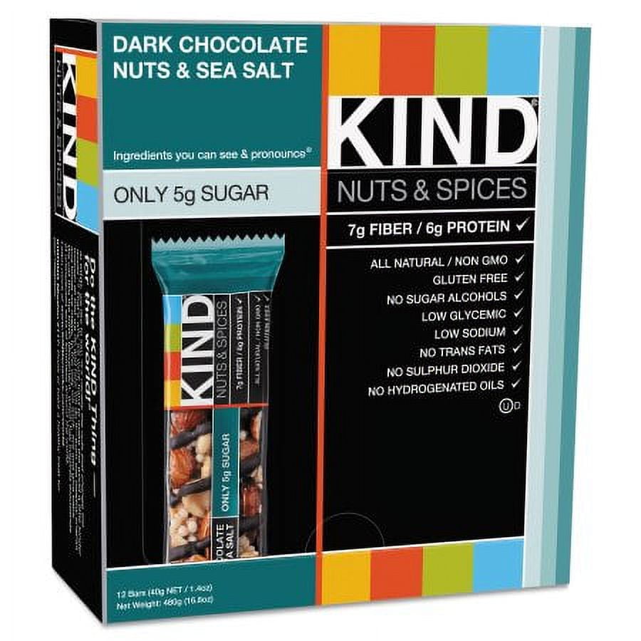 Kind, Nuts & Spices Bar, Dark Chocolate Nuts & Sea Salt (Pack of 20)