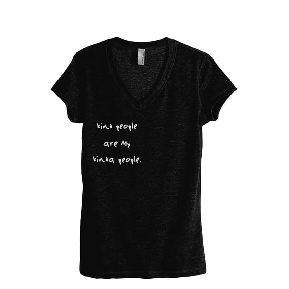 Kind People Are My Kinda People Women's Fashion Relaxed V-Neck T-Shirt Tee Heather Black Medium