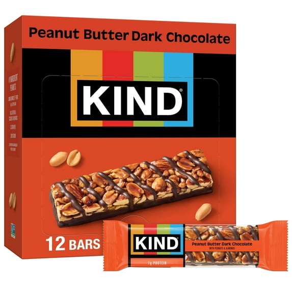 KIND Nut Bars, Peanut Butter Dark Chocolate, 1.4 oz, 12 Count