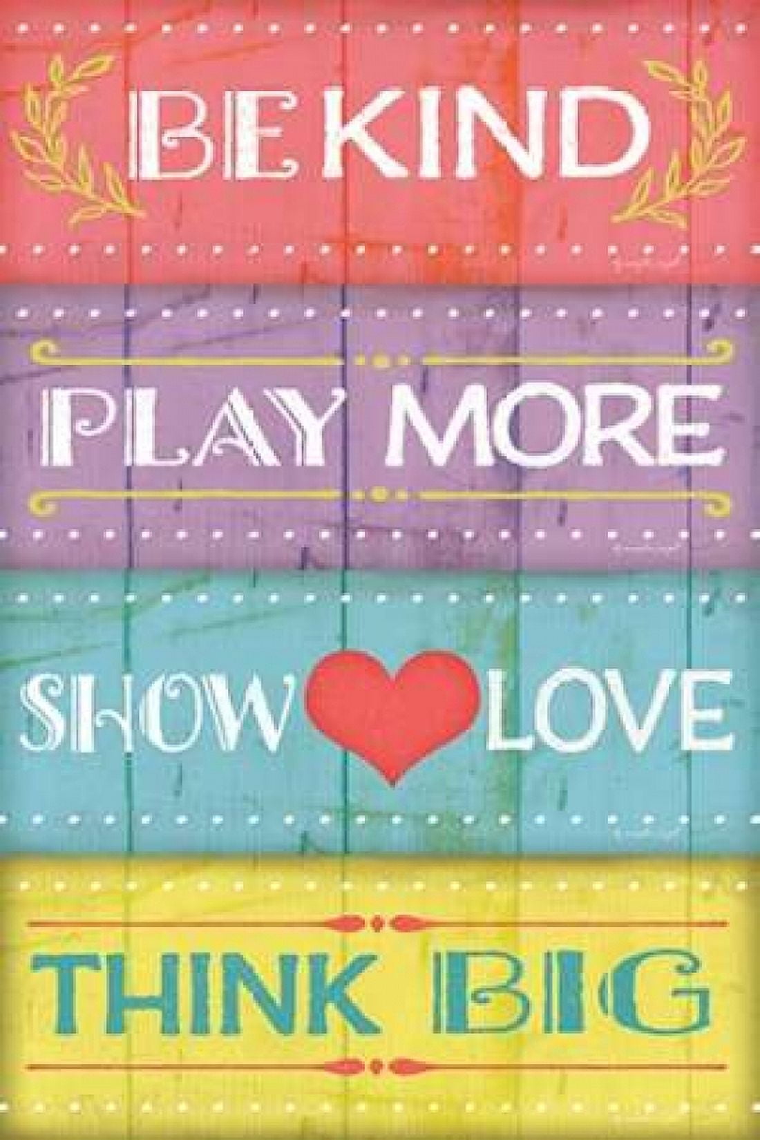 Kind Play Love Think Canvas Art - Jennifer Pugh (24 x 36)