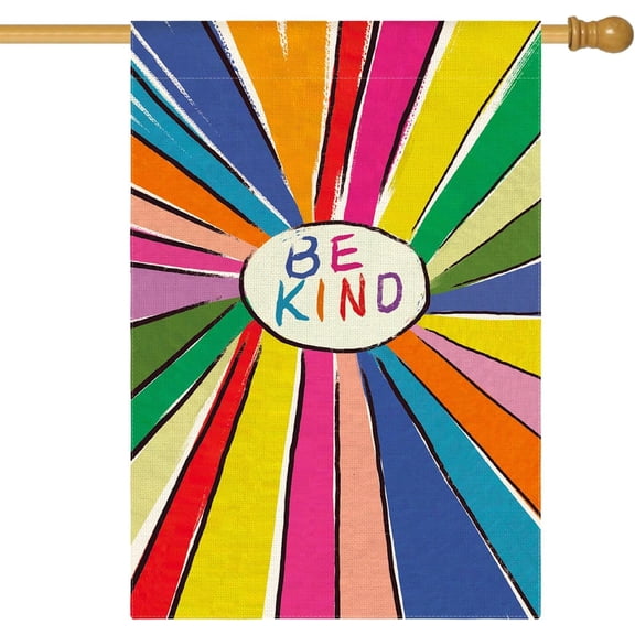 Be Kind Rainbow Sunshine Pride Garden Flag Double Sided, LGBTQ Community Parade Gay Pride Lesbian Transgender Bisexual Yard Outdoor Decoration 12 x 18 Inch