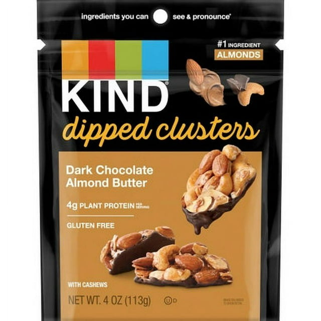 Kind Snacks Dipped Clusters Dark Chocolate Almond Butter, 4 Ounce, 8