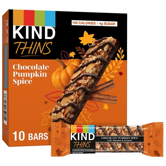 Kind Thins Chocolate Pumpkin Spice With Almonds & Peanuts, Gluten Free, 100 Calorie, Healthy Snacks, 10 Count