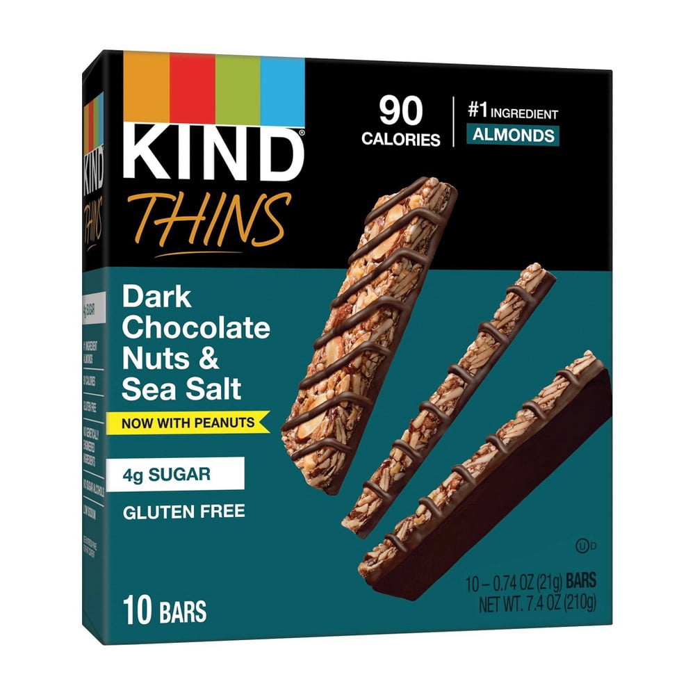 Kind - Thins Dark Chocolate Nuts & Sea Salt Peanut - Case of 6-7.40 OZ