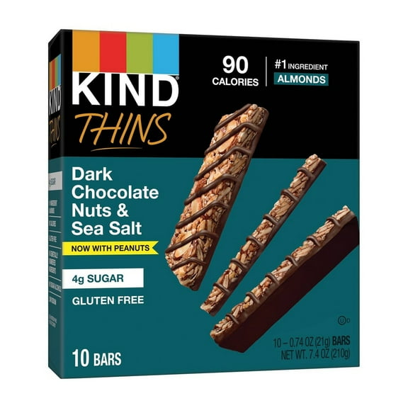Kind - Thins Dark Chocolate Nuts & Sea Salt Peanut - Case of 6-7.40 OZ