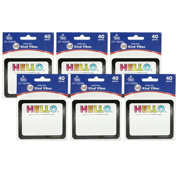 Carson Dellosa Education Kind Vibes Name Tags, 40 Per Pack, 6 Packs