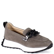 Diba True Women's Kind Words Leather & Suede Sneaker Loafers Anthracite/Pewter, 7.5/38.5EU