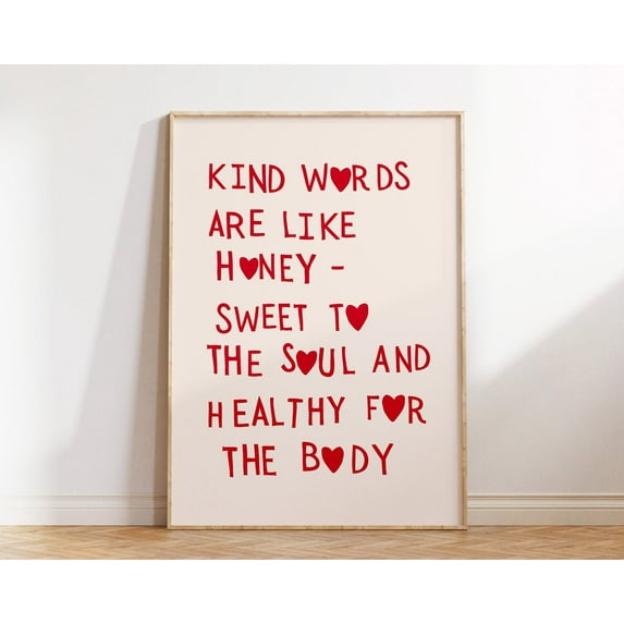Kind Words Are Like Honey Art Print Minimalist Christian Wall Art Heart Poster Love Quote Proverbs 16:24 Print 1 Print Wall Art, Modern Wall Decor, 8x12 UNFRAMED