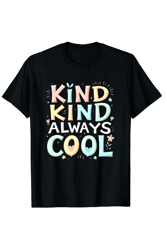 Kind is Always Cool Groovy Teacher Be Kind Kindness Matters Graphic Black T-Shirt for Men and Women