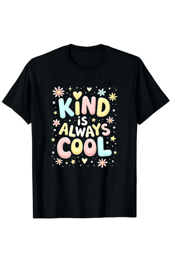 Kind is Always Cool Groovy Teacher Be Kind Kindness Matters Graphic Black T-Shirt for Men and Women