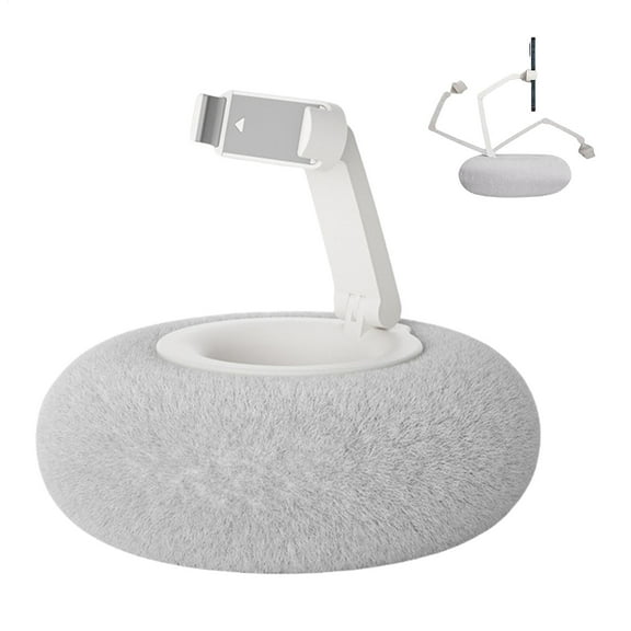 Kind-le Stand Pillow, Fuzzy Bowl with Kind-le Holder, Kind-le Holder for Reading in Bed, Snuggle Screen Cushion Phone Holder, Adjustable Tablet Holder with Snack Bowl, for Placing Remote(White)