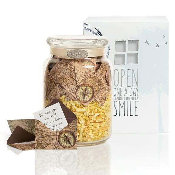 KindNotes Glass Keepsake Gift Jar with BIRTHDAY Messages - Time Travel Ivory Design