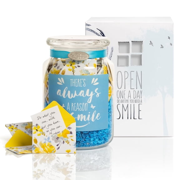KindNotes Glass Keepsake Gift Jar with FRIENDSHIP AND INSPIRATIONAL Messages - Morning Sunshine Reason to Smile