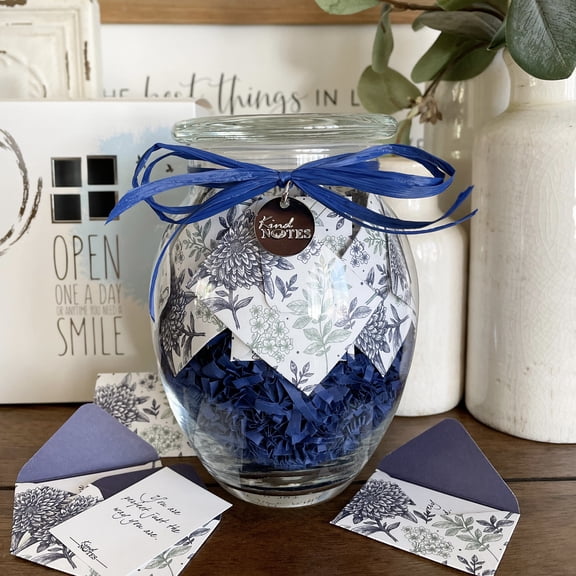 KindNotes Glass Keepsake Gift Jar with SYMPATHY Messages - Blooming Garden