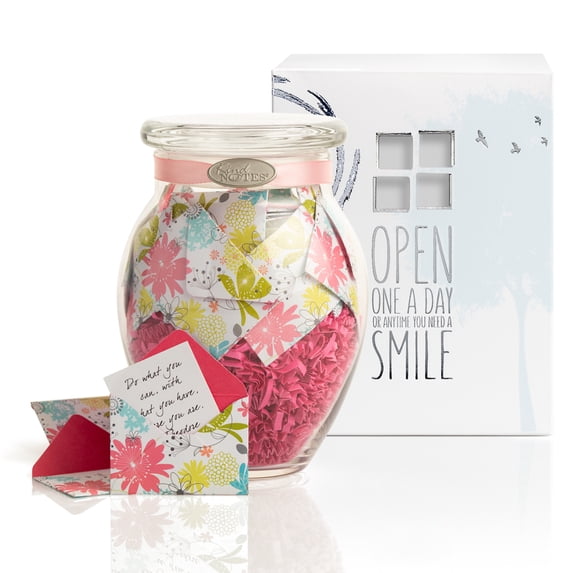 KindNotes Glass Keepsake Gift Jar with SYMPATHY Messages - Refreshing Floral