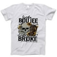 thumbnail image 1 of Kinda Boujee Kinda Broke Graphic T-Shirt - Funny Skull and Tumbler Tee for Women, Trendy Casual Apparel, Sunflower Leopard Print Design, Humorous Gift, 1 of 7