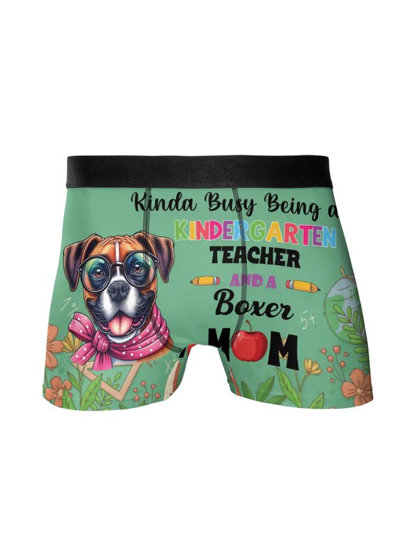 Kinda Busy Being Kindergarten Teacher and Boxer Mom All Over Print Boxer Briefs Underwear for Men Dad Boxers Dog Lover Gifts Idea - 02005