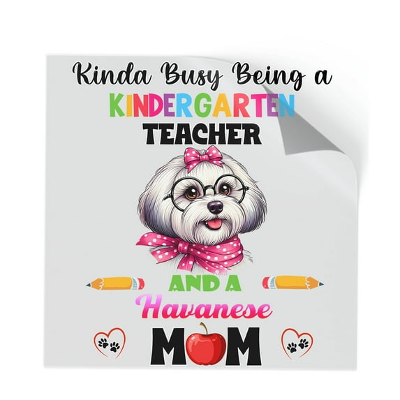 Kinda Busy Being Kindergarten Teacher and Havanese Mom Cutout Transfer Sticker Havanese Dog Lover Gifts Idea Transparent Decal Art Decor - 02005