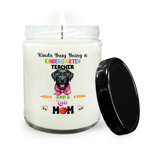 Kinda Busy Being Kindergarten Teacher and Labrador Retriever Mom Soy Wax Candle Lab Dog Lover Gifts 16oz White Vanilla Candle - 02005