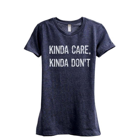 Kinda Care Kinda Don't Women's Fashion Relaxed T-Shirt Tee Heather Navy 2X-Large