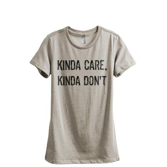 Kinda Care Kinda Don't Women's Fashion Relaxed T-Shirt Tee Heather Tan Small