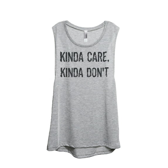 Kinda Care Kinda Don't Women's Fashion Sleeveless Muscle Workout Yoga Tank Top Sport Grey Large