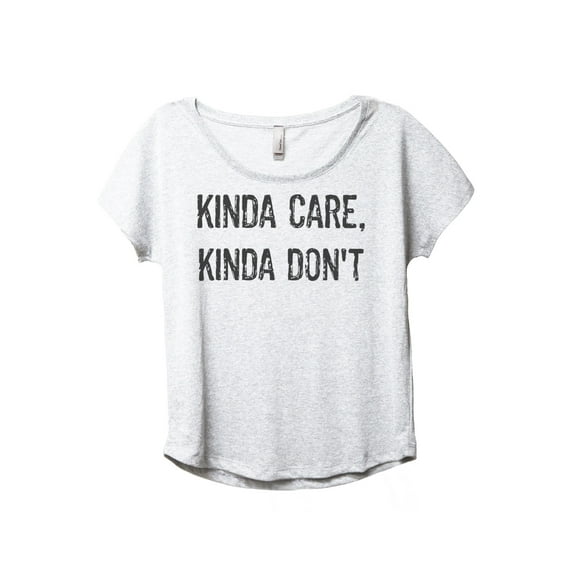 Kinda Care Kinda Don't Women's Fashion Slouchy Dolman T-Shirt Tee Heather White X-Large