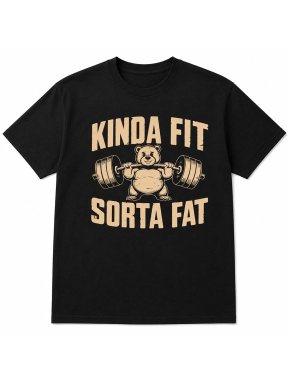 Kinda Fit Sorta Fat Bear Weightlifting Graphic T-Shirt, Unisex Tee