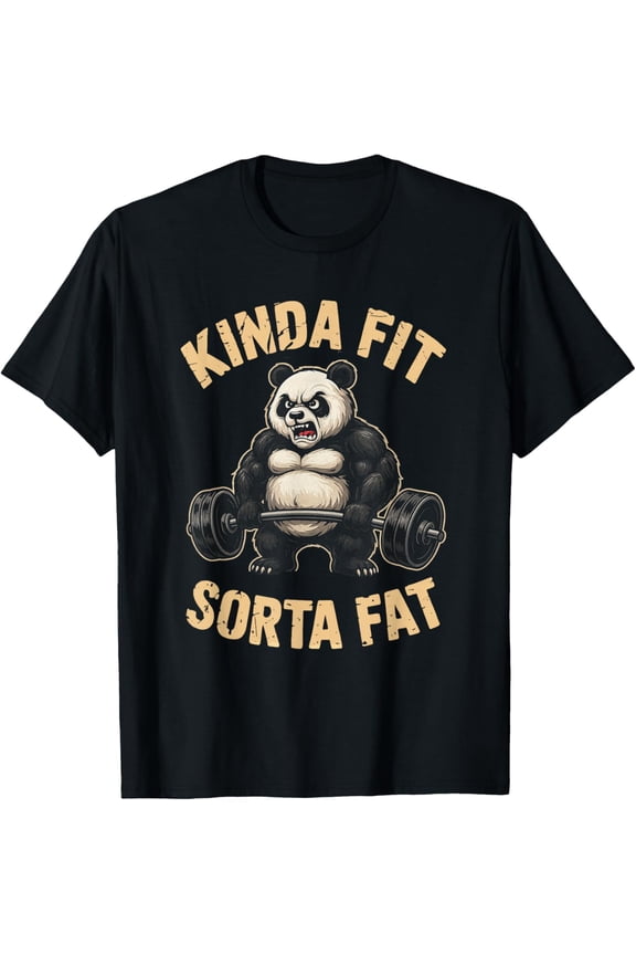 Kinda Fit Sorta Fat Funny Gym Panda Weightlifting Workout Mens T-Shirt