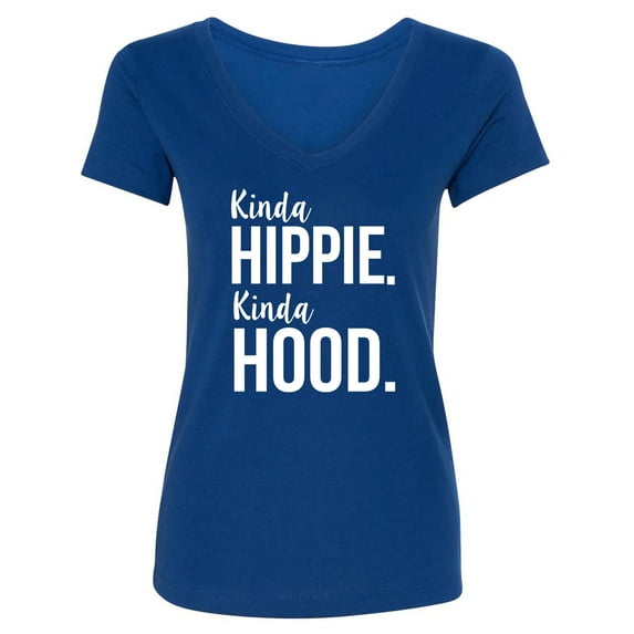 Kinda Hippie. Kinda Hood. Womens V-Neck T-Shirt