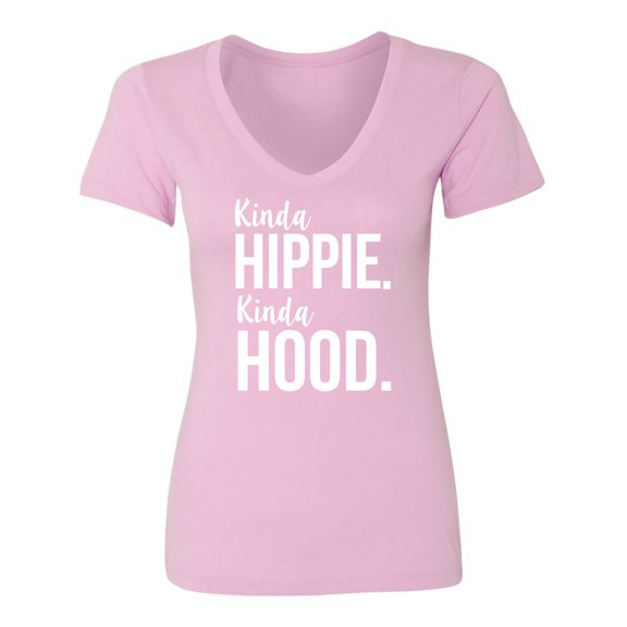 Kinda Hippie. Kinda Hood. Womens V-Neck T-Shirt
