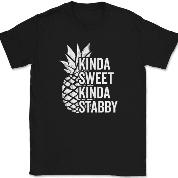 Kinda Sweet Kinda Stabby Pineapple T-Shirt Funny Food Humor Sarcastic Tee - Black, S