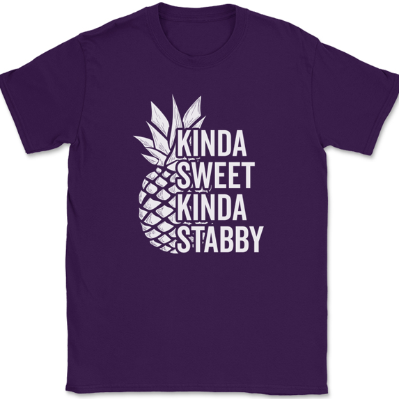 Kinda Sweet Kinda Stabby Pineapple T-Shirt Funny Food Humor Sarcastic Tee - Purple, 4XL