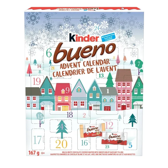 Kinder Bueno Advent Calendar 167G 24 Windows Milk And White Chocolate Treats
