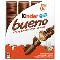 Kinder Bueno Milk Chocolate And Hazelnut Cream, 3 oz, 4 Individually Wrapped Bars