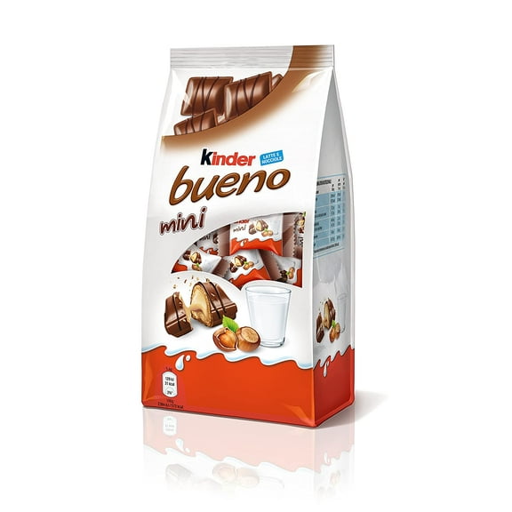 Kinder Bueno Mini Chocolate Hazelnut Snack - Thin Wafers with Milk Chocolate, 108g Bag