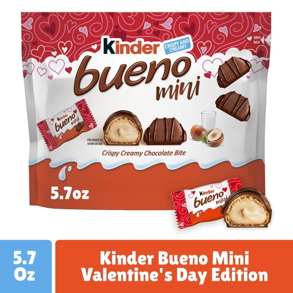 Kinder Bueno Mini Crispy Creamy Milk Chocolate Bites, Individually Wrapped , Perfect Valentines Day Candy, Share Pack 5.7 oz