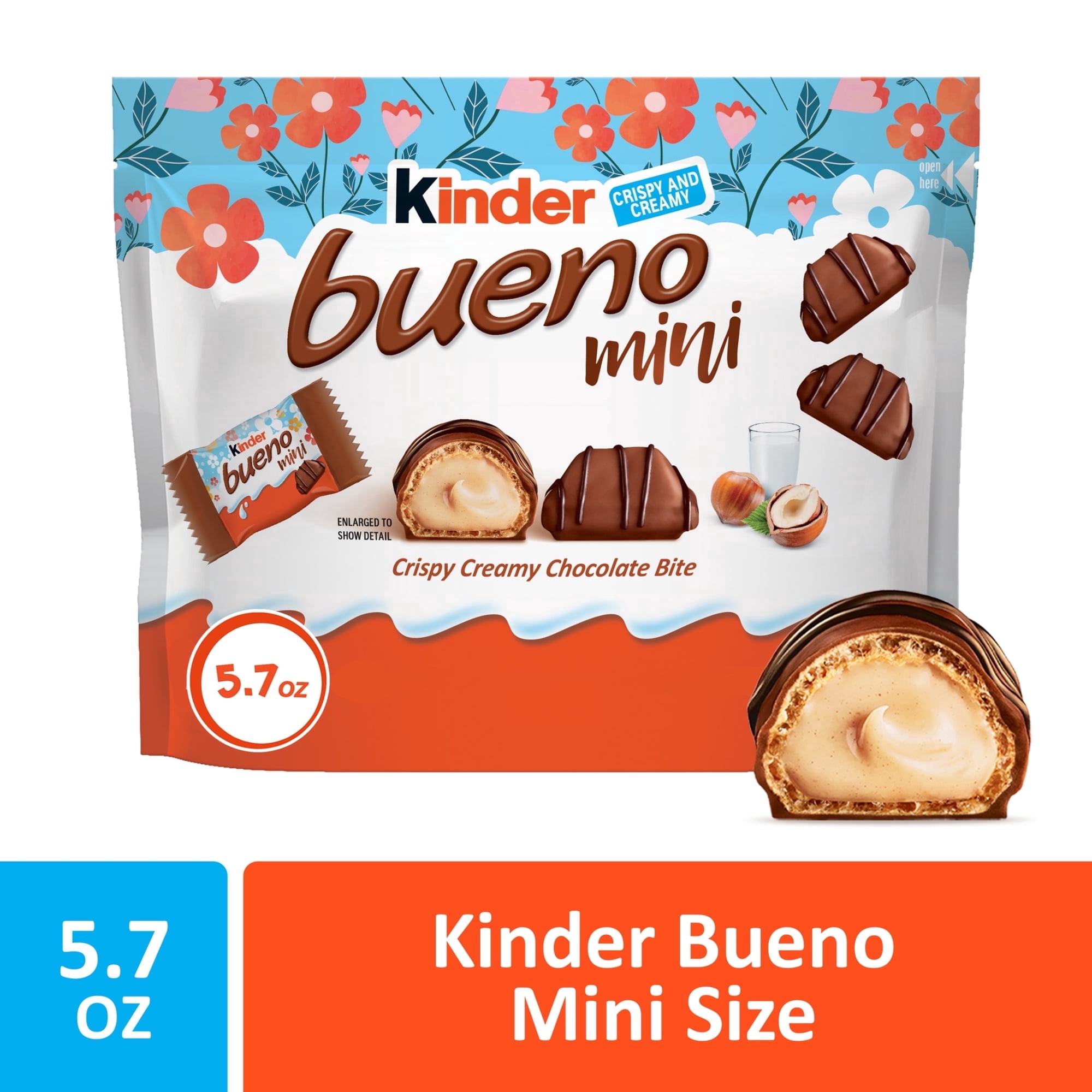 Kinder Bueno Mini Crispy Wafer Bites with Creamy Nut Filling in Milk Chocolate, Easter Edition, Perfect for Easter Treats, 5.7 oz