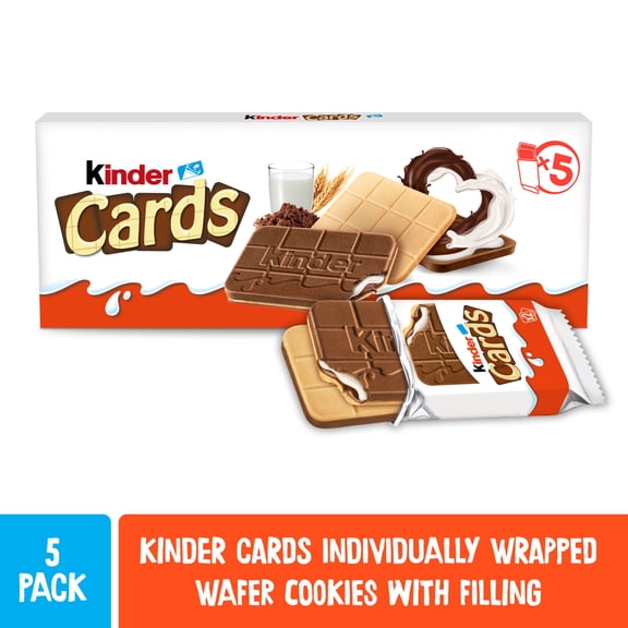 Kinder Cards, Crispy Wafer Cookies with Milky & Creamy Cocoa Filling, 5 Count, 4.5 oz